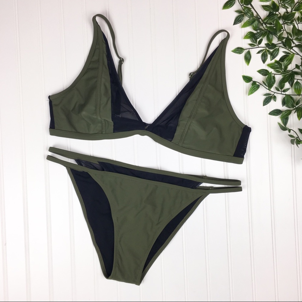 3/$20 Cupshe Green Mesh Cheeky Bikini Set